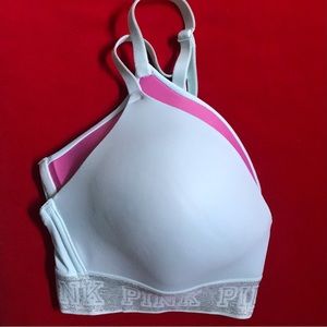 VICTORIA’S SECRET PINK Flirty Shiny Logo Band Wear Anywhere Padded TShirt Bra